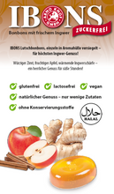 Lade das Bild in den Galerie-Viewer, IBONS Ingwer-Apfel-Zimt zuckerfrei 75g