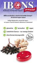 Lade das Bild in den Galerie-Viewer, IBONS Ingwer-Holunder zuckerfrei 75g x 10