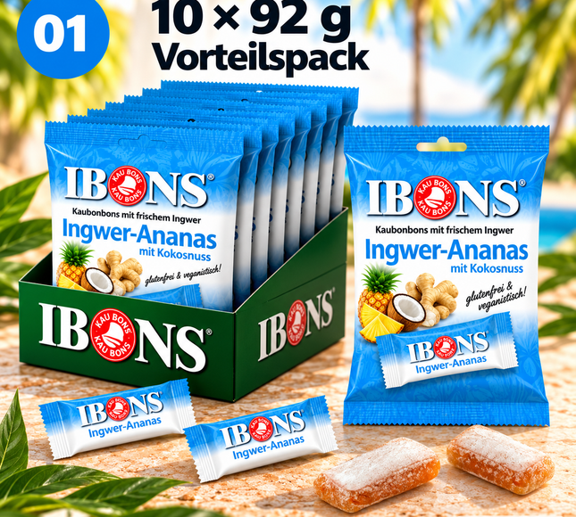 Ingwer-Ananas mit Kokosnuss 92g x 10