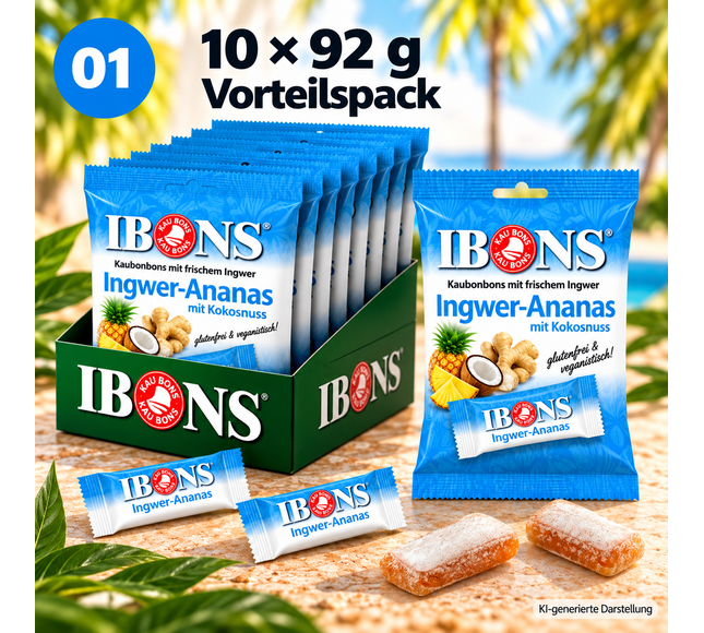 Ingwer-Ananas mit Kokosnuss 92g x 10