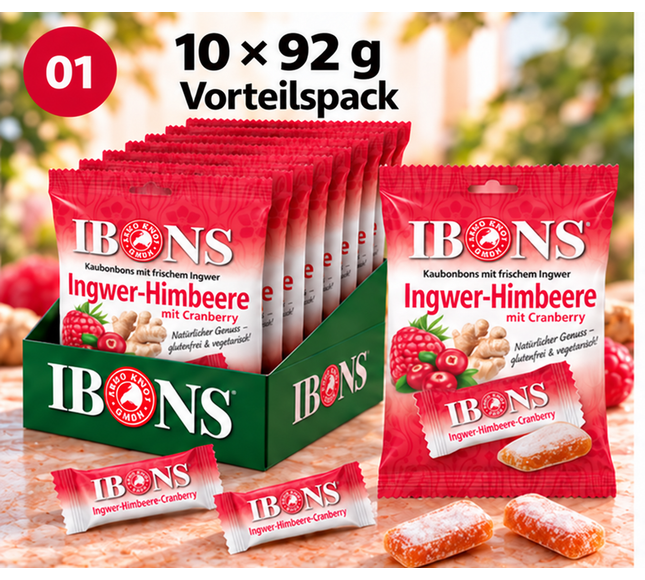 Ingwer-Himbeer mit Cranberry 92g x 10