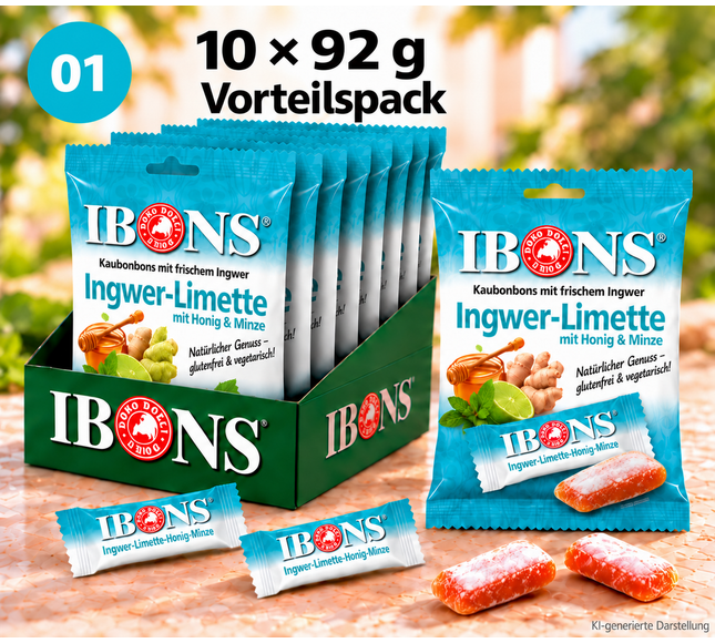 Ingwer-Limette mit Honig & Minze 92g x 10