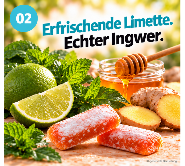 Ingwer-Limette mit Honig & Minze 60g x 10