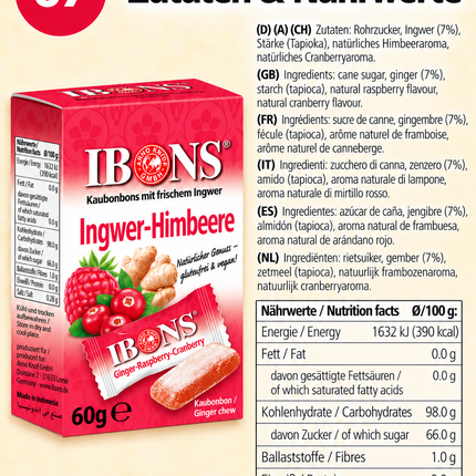 Ingwer-Himbeer mit Cranberry 60g x 10
