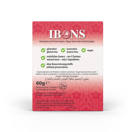 IBONS Ingwer-Himbeer mit Cranberry 60g x 10 – Produktbild 4