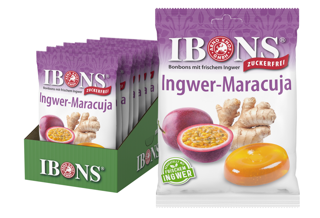 IBONS Ingwer-Maracuja zuckerfrei 75g x 10