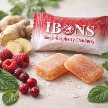 Lade das Bild in den Galerie-Viewer, IBONS Ingwer-Himbeer mit Cranberry 60g x 10
